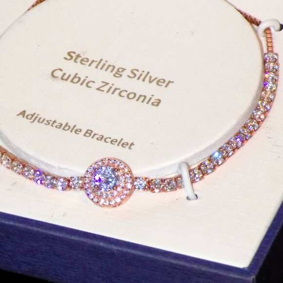 New Rachel Zoe LA NY Gold Over Sterling Silver & Cubic Zirconia CZ Bracelet - Picture 2 of 5